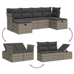 6 részes szürke polyrattan kerti ülőgarnitúra párnákkal 3