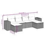 6 részes szürke polyrattan kerti ülőgarnitúra párnákkal 4