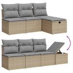 9 részes vegyes bézs polyrattan kerti ülőgarnitúra párnákkal 3