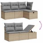 7 részes vegyes bézs polyrattan kerti ülőgarnitúra párnákkal 3