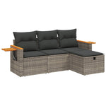 4 részes szürke polyrattan kerti ülőgarnitúra párnákkal 2