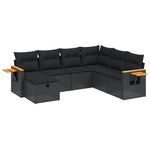 7 részes fekete polyrattan kerti ülőgarnitúra párnával 2