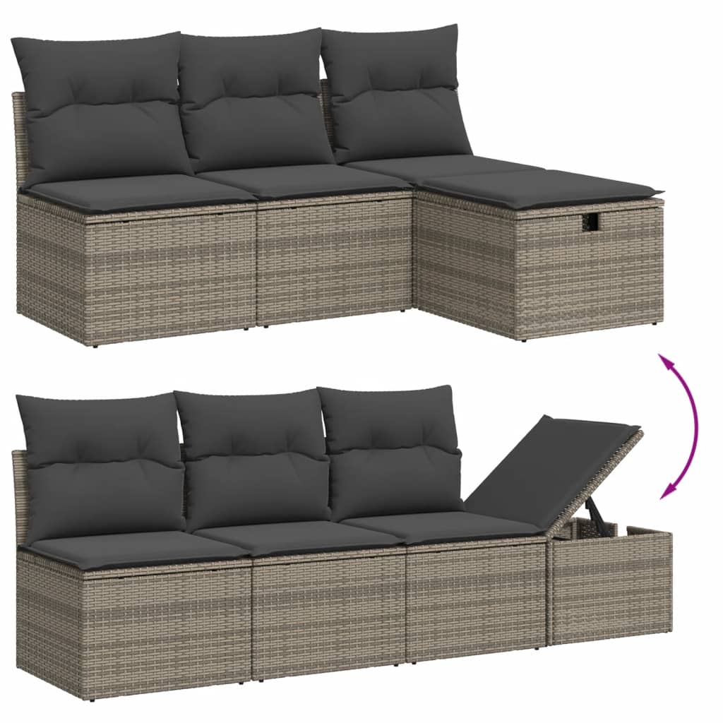 8 részes szürke polyrattan kerti ülőgarnitúra párnákkal 3