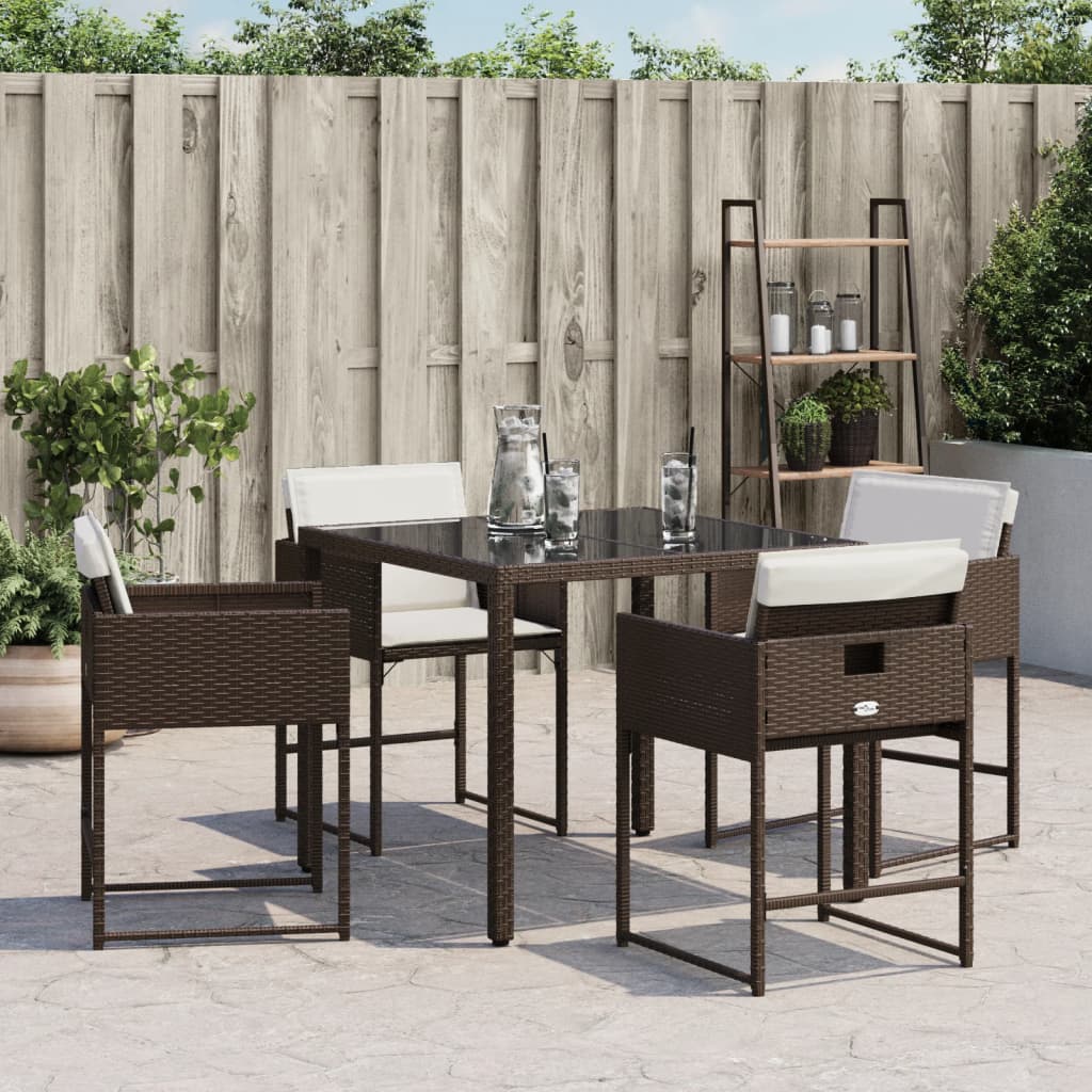 4 db barna polyrattan kerti szék párnával 4