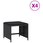 4 db fekete polyrattan kerti szék párnákkal 40 x 40 x 35 cm 2