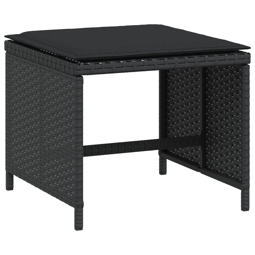4 db fekete polyrattan kerti szék párnákkal 40 x 40 x 35 cm 3