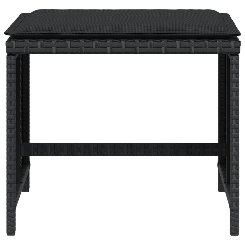 4 db fekete polyrattan kerti szék párnákkal 40 x 40 x 35 cm 5