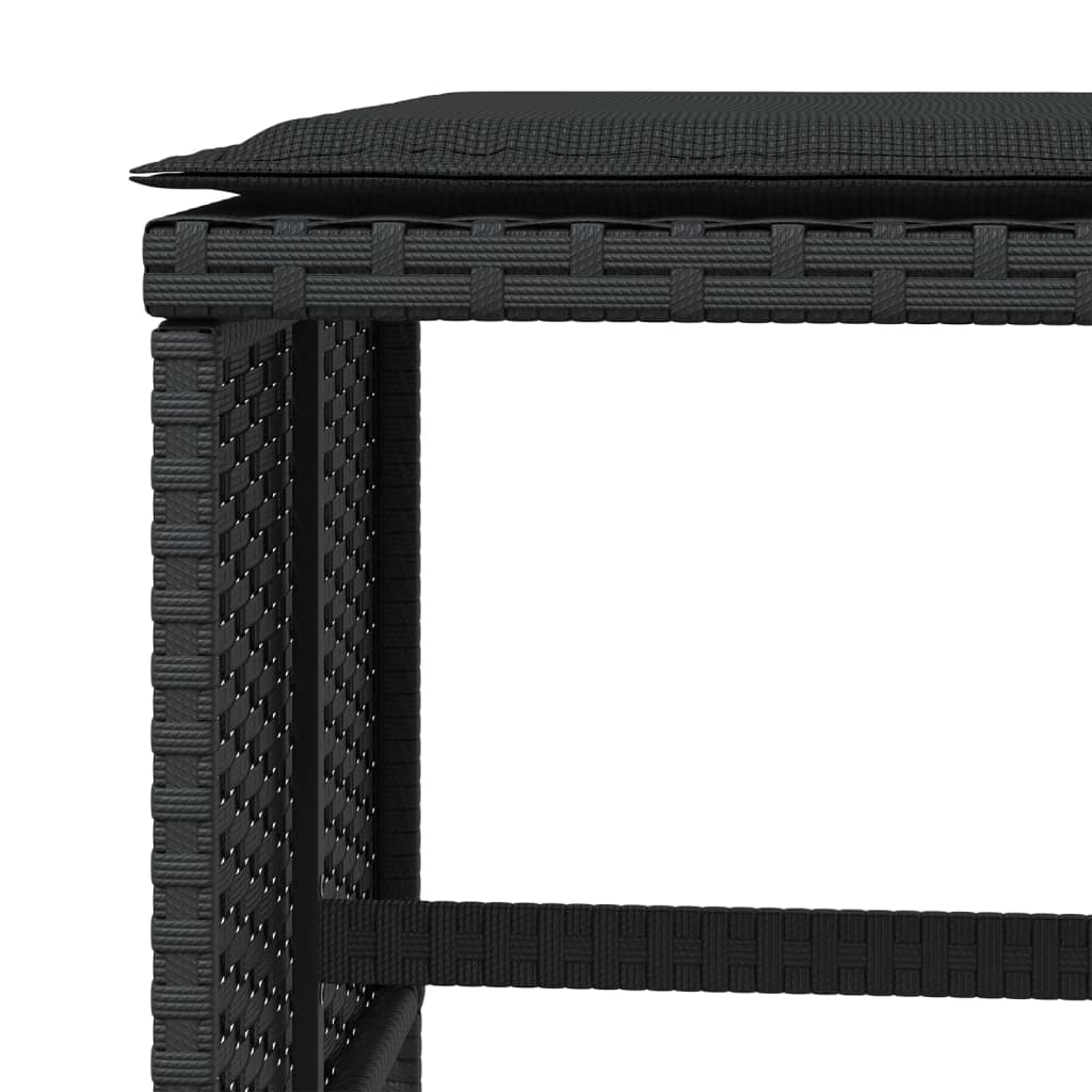 4 db fekete polyrattan kerti szék párnákkal 40 x 40 x 35 cm 8