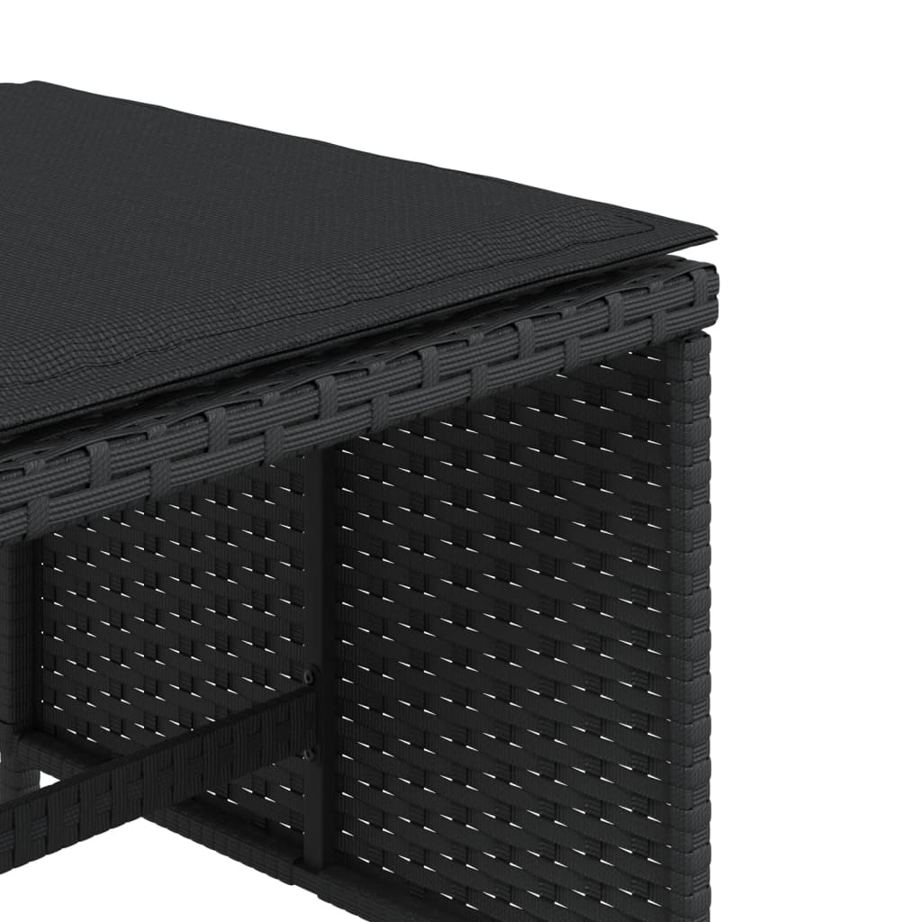 4 db fekete polyrattan kerti szék párnákkal 40 x 40 x 35 cm 9