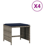 4 db szürke polyrattan kerti szék párnával 40 x 40 x 35 cm 2