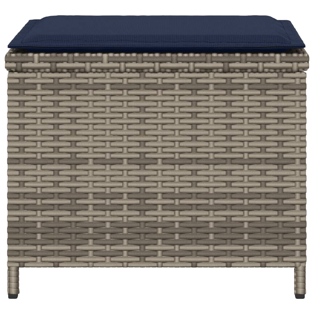 4 db szürke polyrattan kerti szék párnával 40 x 40 x 35 cm 6