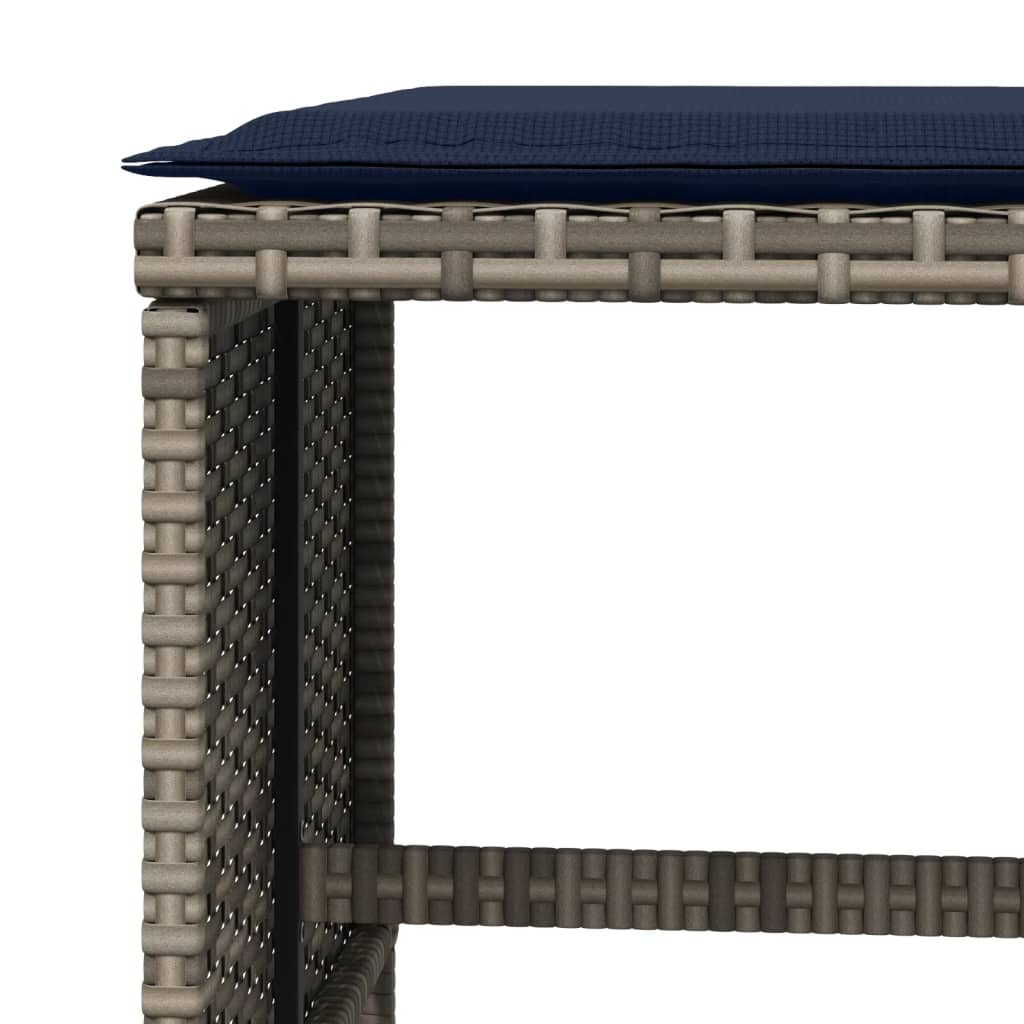 4 db szürke polyrattan kerti szék párnával 40 x 40 x 35 cm 8