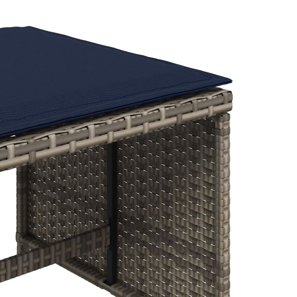 4 db szürke polyrattan kerti szék párnával 40 x 40 x 35 cm 9