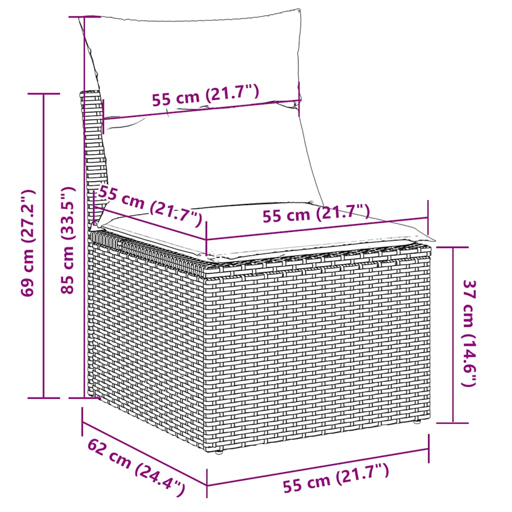 6 részes világosszürke polyrattan kerti ülőgarnitúra párnákkal 16