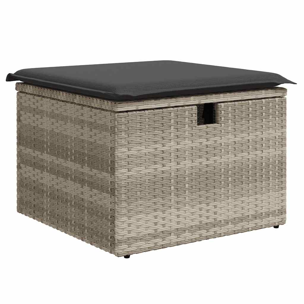6 részes világosszürke polyrattan kerti ülőgarnitúra párnákkal 6