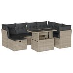 8 részes világosszürke polyrattan kerti ülőgarnitúra párnával 2