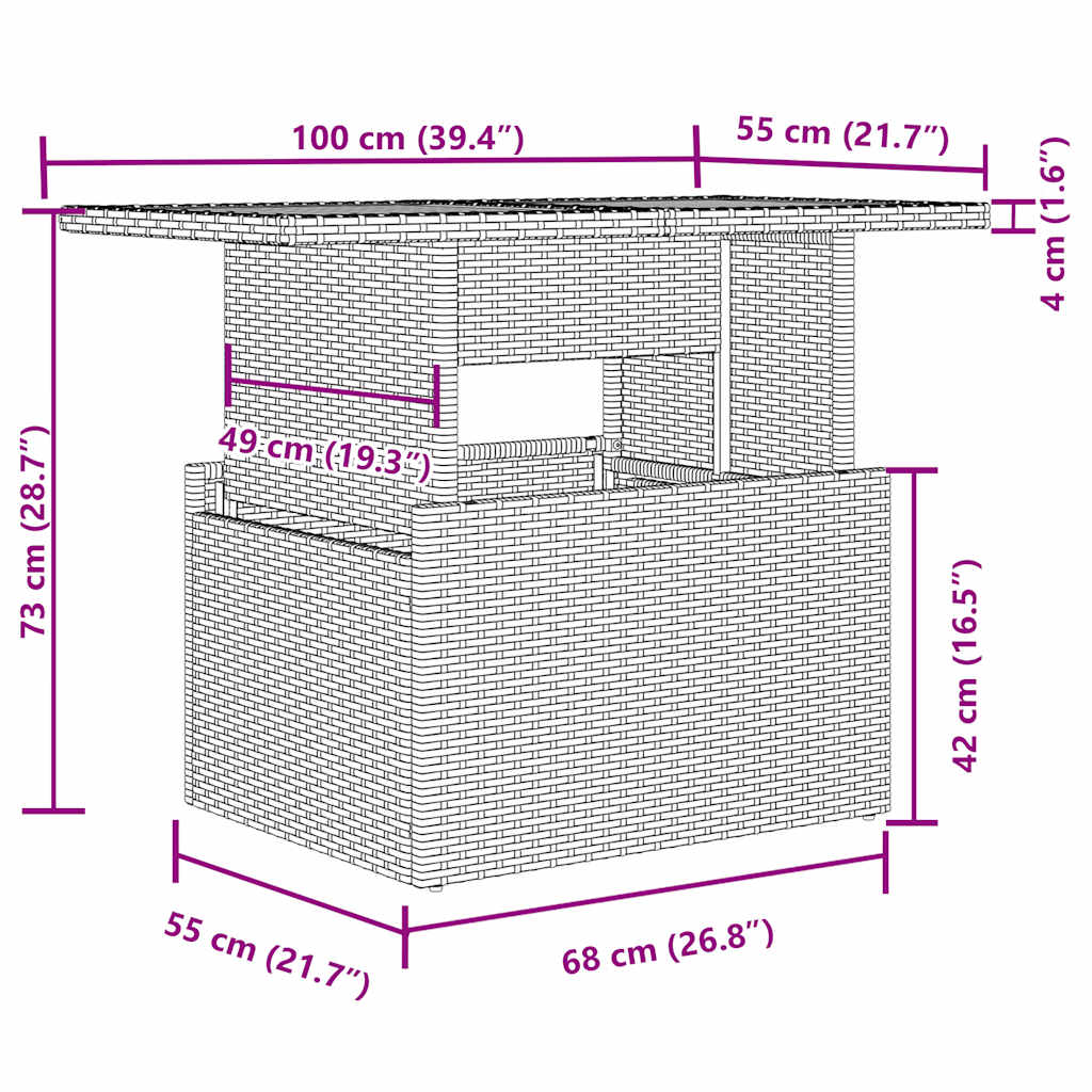 8 részes világosszürke polyrattan kerti ülőgarnitúra párnával 14