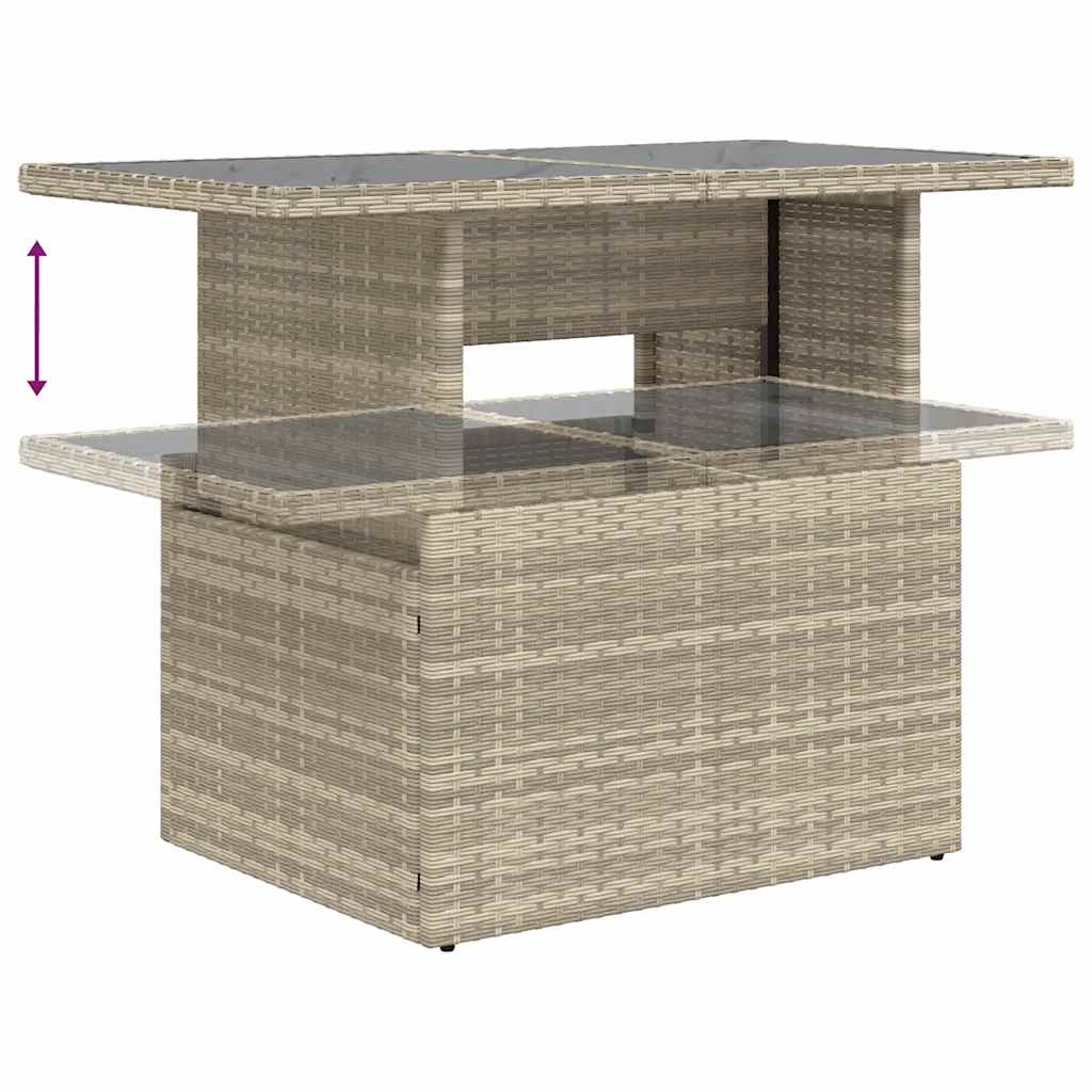 8 részes világosszürke polyrattan kerti ülőgarnitúra párnával 8