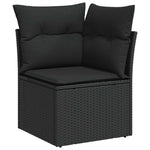 9 részes fekete polyrattan kerti ülőgarnitúra párnákkal 3