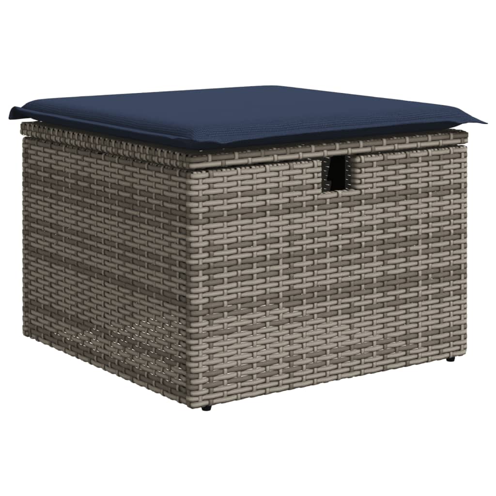 8 db szürke polyrattan kerti kanapégarnitúra párnákkal 6