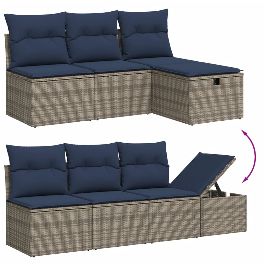 8 db szürke polyrattan kerti kanapégarnitúra párnákkal 10