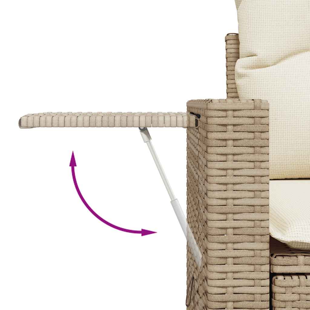 7 részes bézs polyrattan kerti ülőgarnitúra párnákkal 11