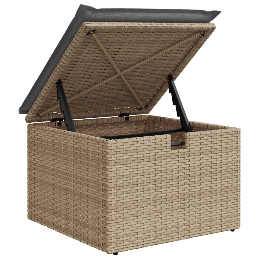 8 részes bézs polyrattan kerti ülőgarnitúra párnával 11
