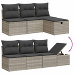 9 részes világosszürke polyrattan kerti ülőgarnitúra párnával 11