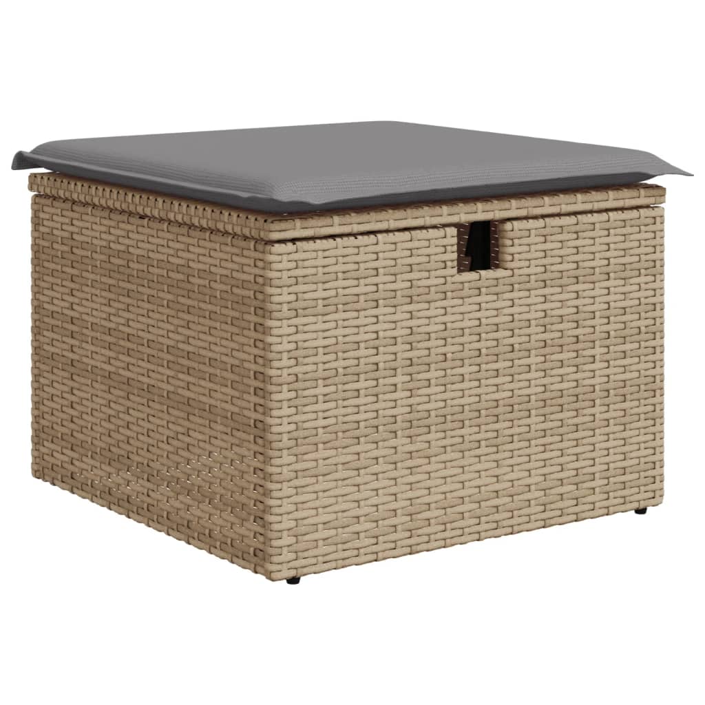8 részes bézs polyrattan kerti ülőgarnitúra párnával 7