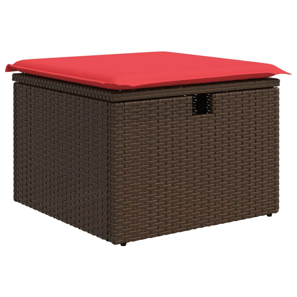 8 db barna polyrattan kerti kanapégarnitúra párnákkal 6