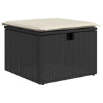 8 részes fekete polyrattan kerti ülőgarnitúra párnákkal 6