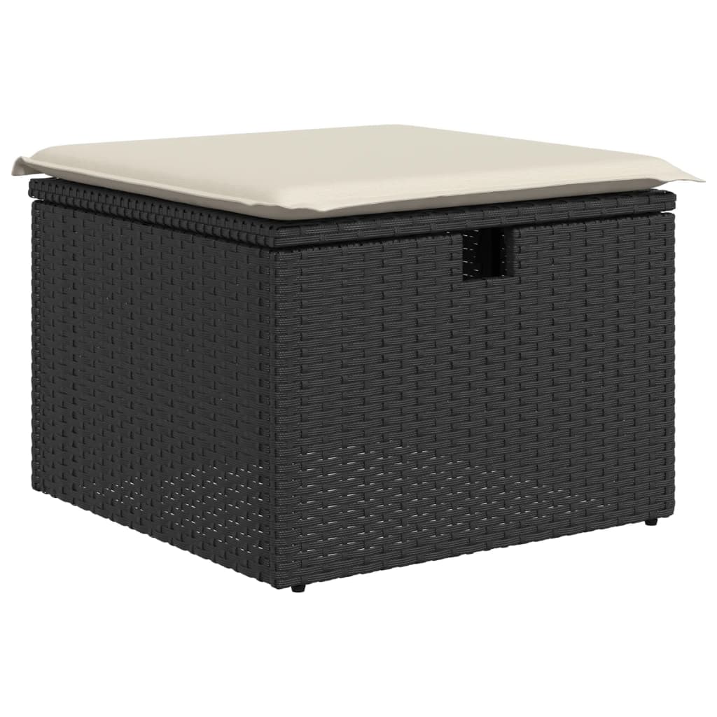 8 részes fekete polyrattan kerti ülőgarnitúra párnákkal 6