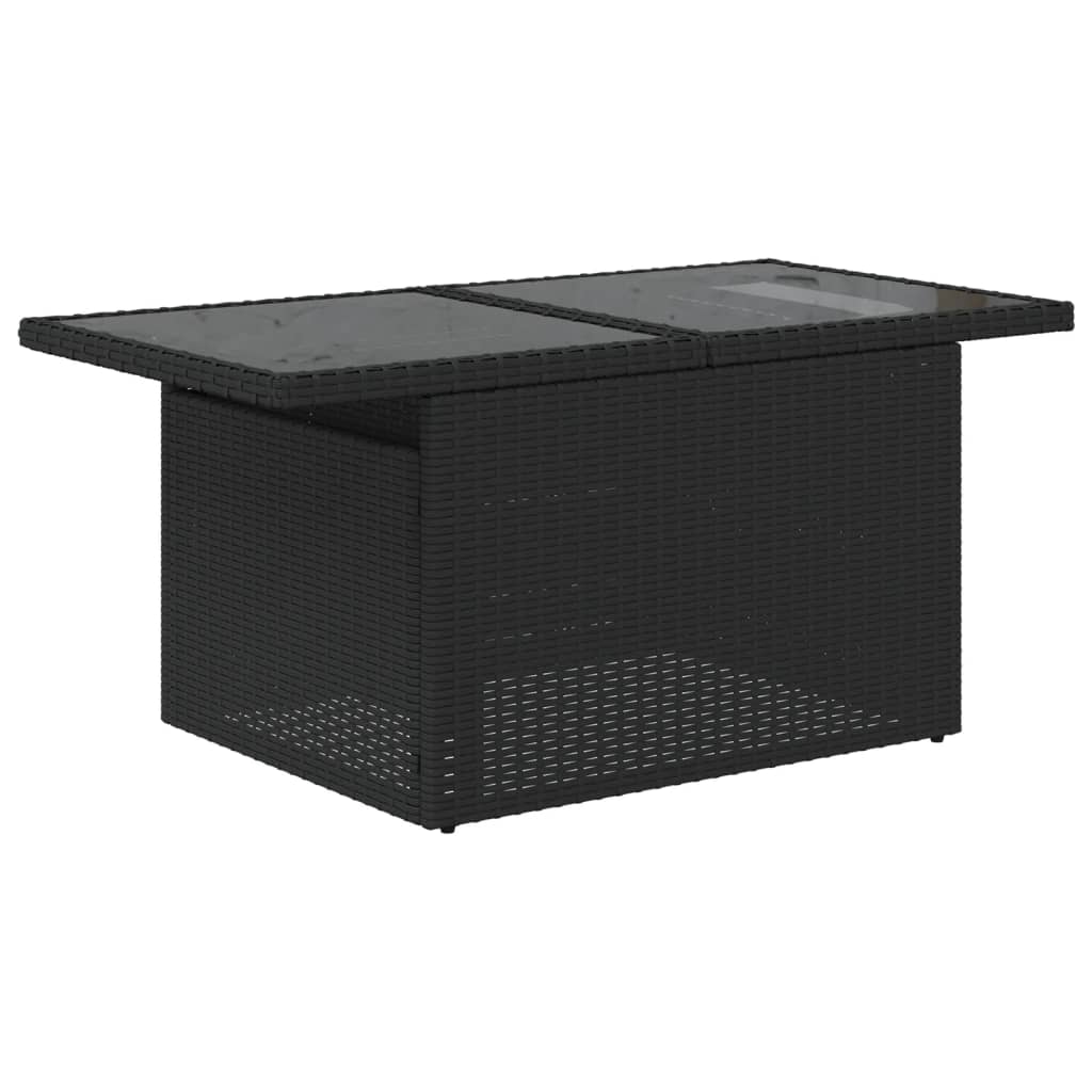 8 részes fekete polyrattan kerti ülőgarnitúra párnákkal 7