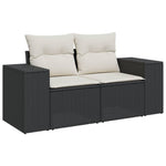 6 részes fekete polyrattan kerti ülőgarnitúra párnákkal 3