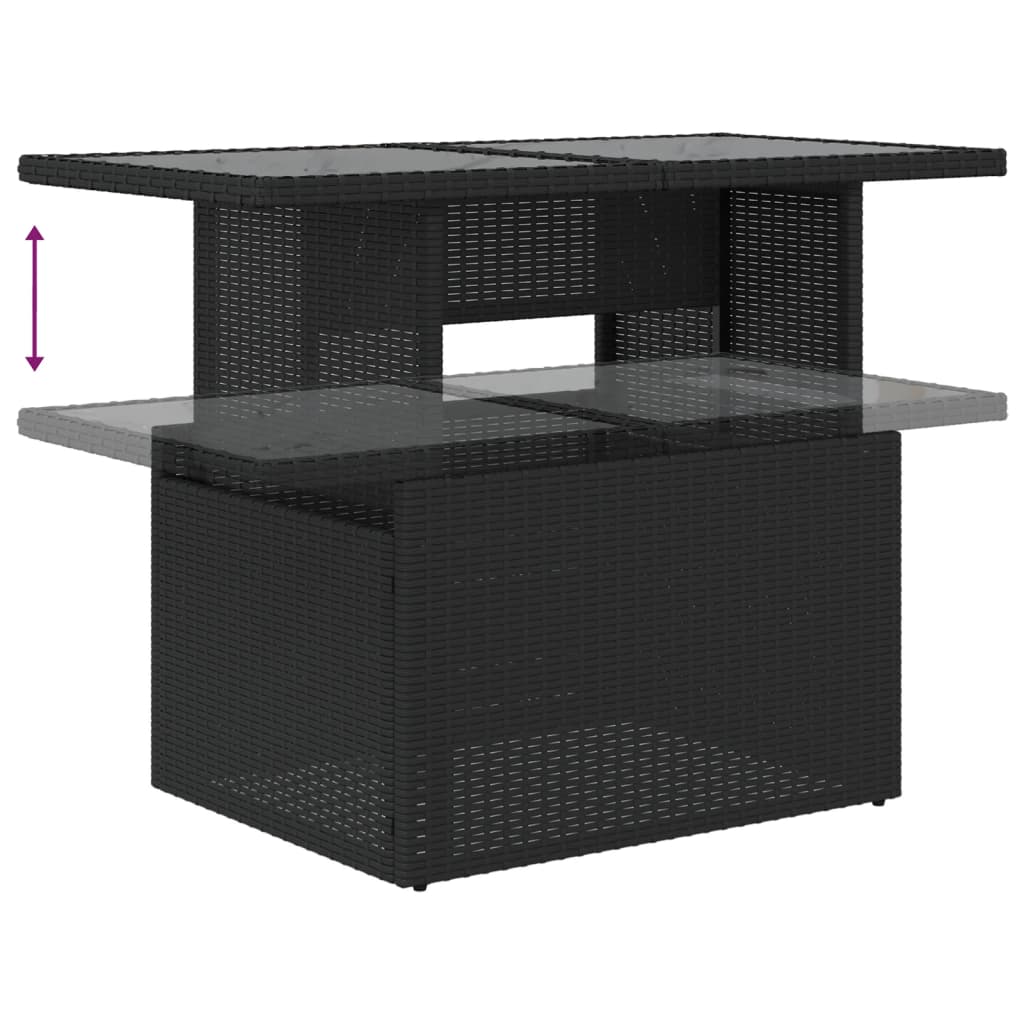 6 részes fekete polyrattan kerti ülőgarnitúra párnákkal 8