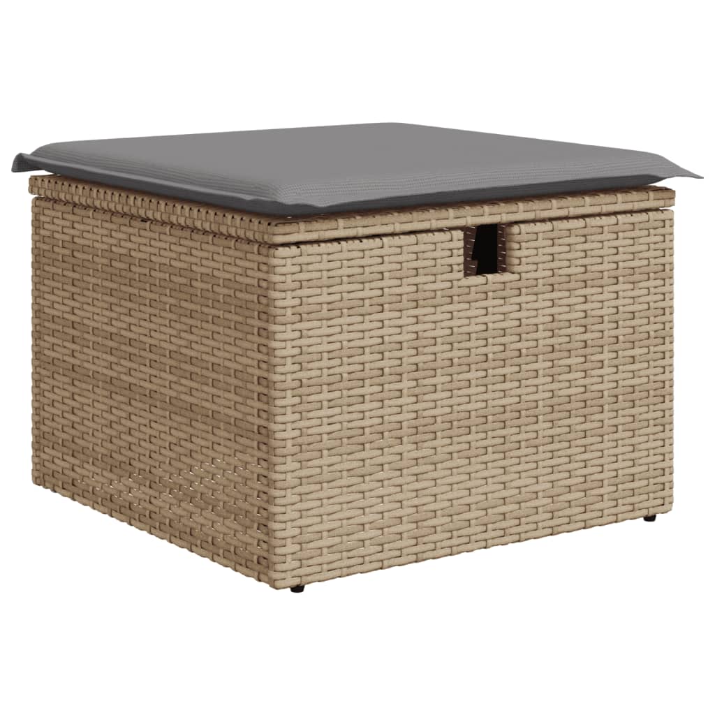 7 részes bézs polyrattan kerti ülőgarnitúra párnákkal 7