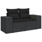 8 részes fekete polyrattan kerti ülőgarnitúra párnákkal 3