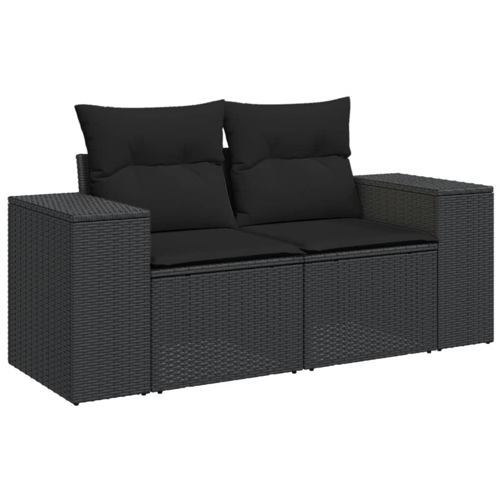 8 részes fekete polyrattan kerti ülőgarnitúra párnákkal 3