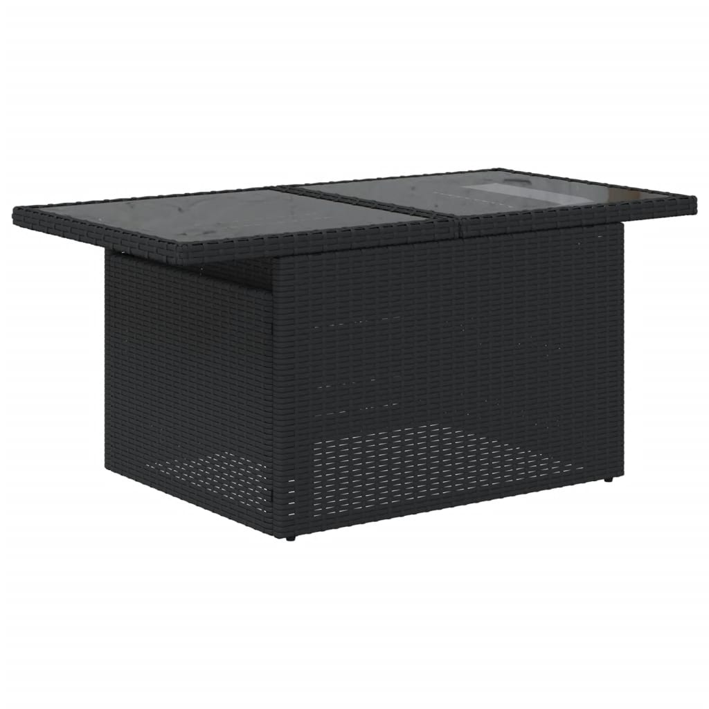 8 részes fekete polyrattan kerti ülőgarnitúra párnákkal 7