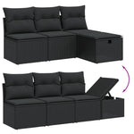 8 részes fekete polyrattan kerti ülőgarnitúra párnákkal 8