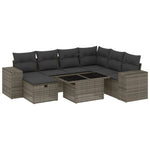 8 részes szürke polyrattan kerti ülőgarnitúra párnákkal 2
