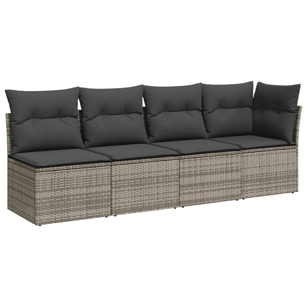 8 részes szürke polyrattan kerti ülőgarnitúra párnákkal 4