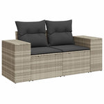 8 részes világosszürke polyrattan kerti ülőgarnitúra párnával 3