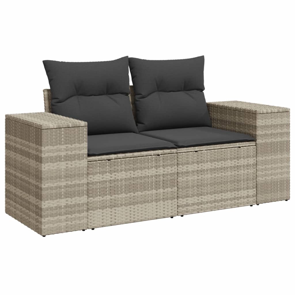 8 részes világosszürke polyrattan kerti ülőgarnitúra párnával 3