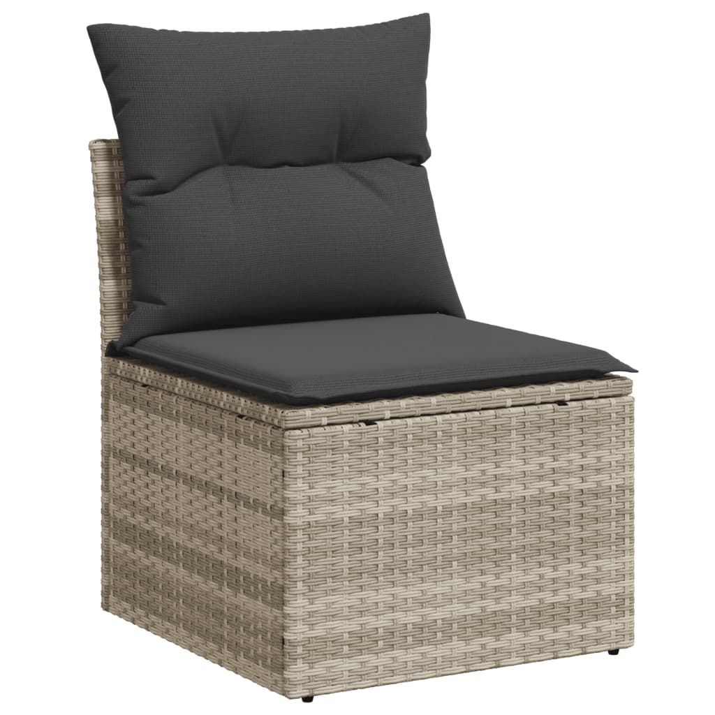 8 részes világosszürke polyrattan kerti ülőgarnitúra párnával 4