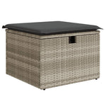 8 részes világosszürke polyrattan kerti ülőgarnitúra párnával 6
