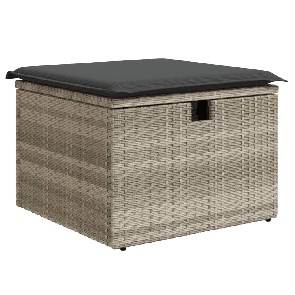 8 részes világosszürke polyrattan kerti ülőgarnitúra párnával 6