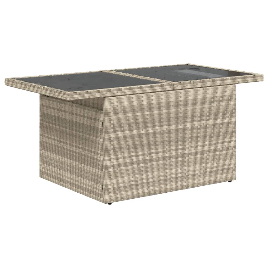 8 részes világosszürke polyrattan kerti ülőgarnitúra párnával 7