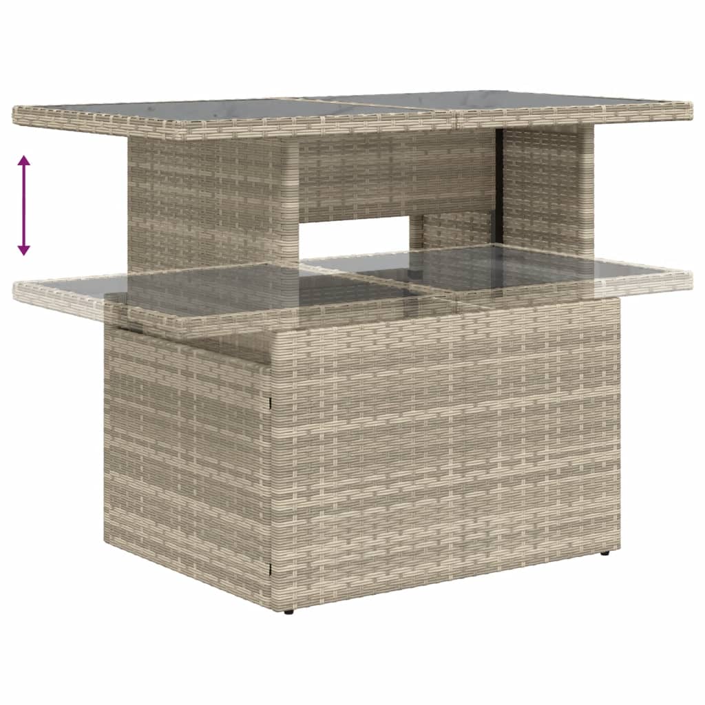 8 részes világosszürke polyrattan kerti ülőgarnitúra párnával 10