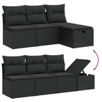 8 részes fekete polyrattan kerti ülőgarnitúra párnákkal 3